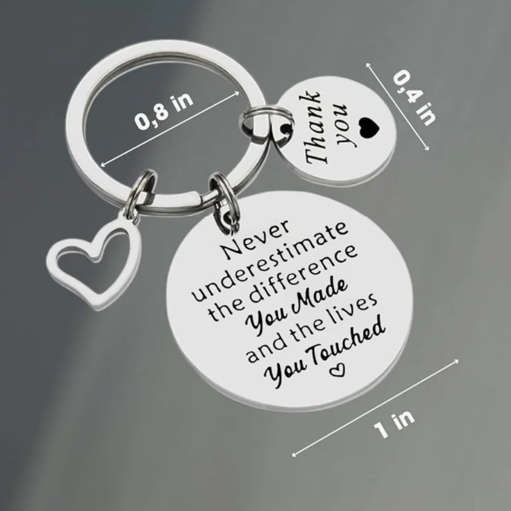 Silver Inspirational Keychain with Heart Charm New